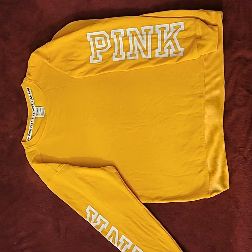 Pink VS mustard yellow sweatshirt, extra small